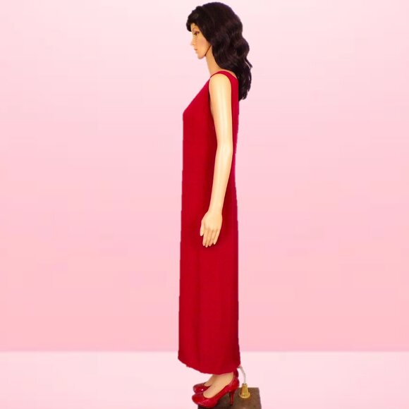 SILK! TALBOTS size 6 red sleeveless full-length sheath dress 100% silk DC only - Picture 7 of 10